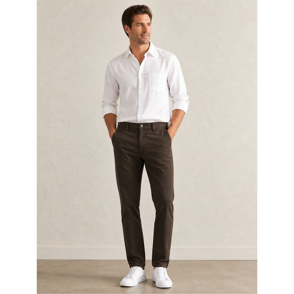 Johnston & Murphy Pants 36x32 Brown Pima Cotton Flat Front Casual #718